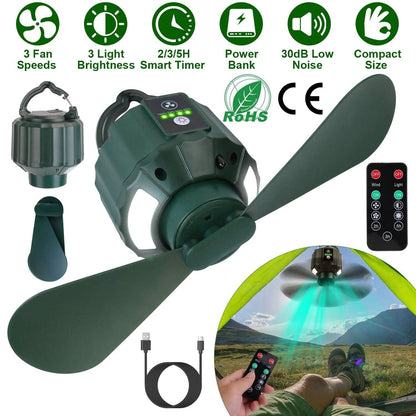 10400mAh USB Battery Powered Hanging Tent Lantern Fan Power Bank DailySale