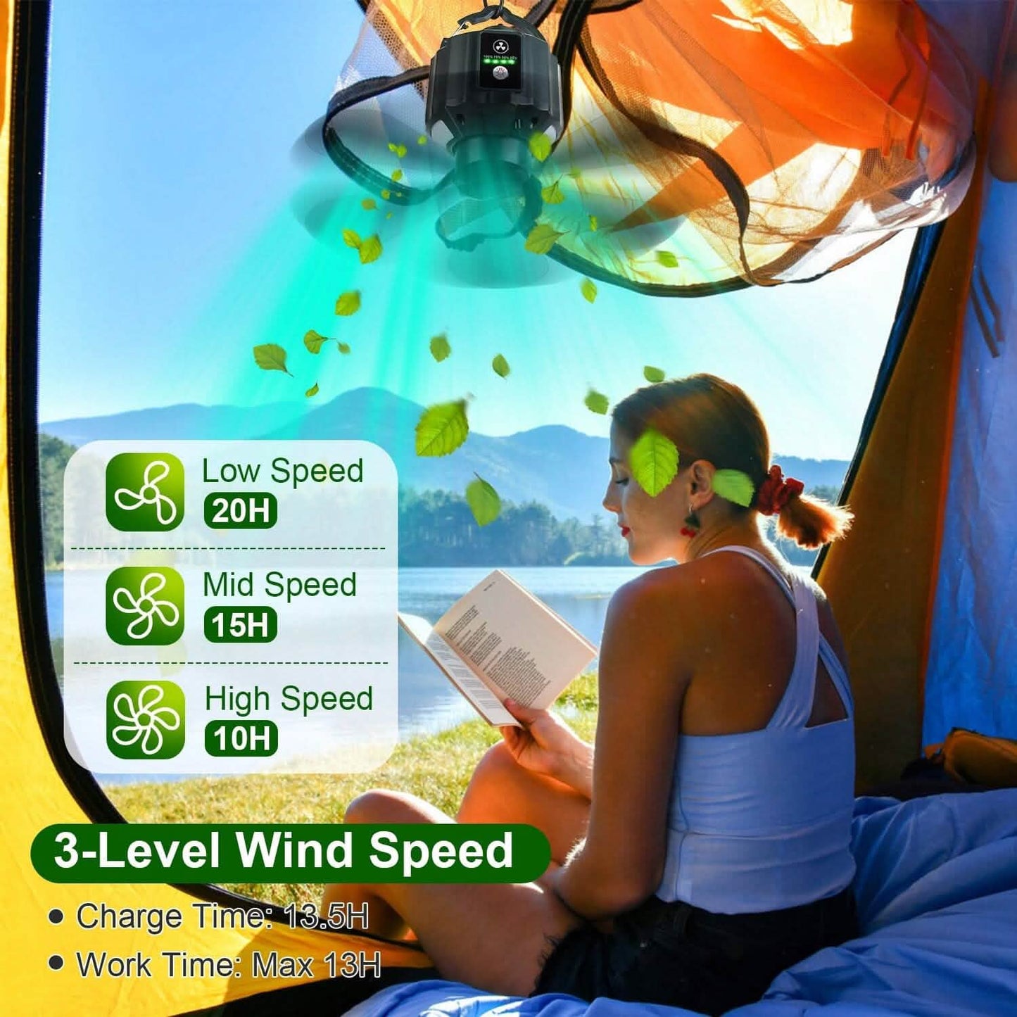 10400mAh USB Battery Powered Hanging Tent Lantern Fan Power Bank DailySale