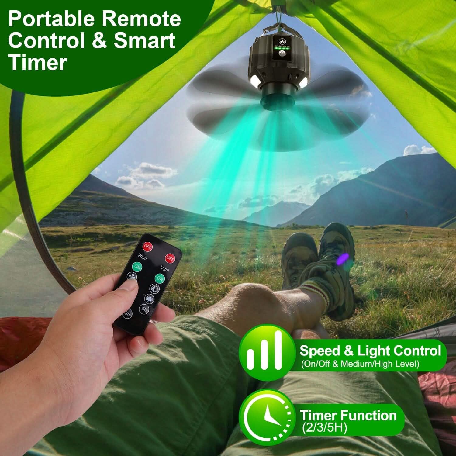 10400mAh USB Battery Powered Hanging Tent Lantern Fan Power Bank DailySale