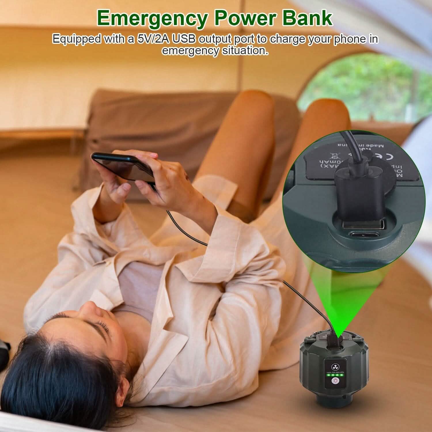 10400mAh USB Battery Powered Hanging Tent Lantern Fan Power Bank DailySale