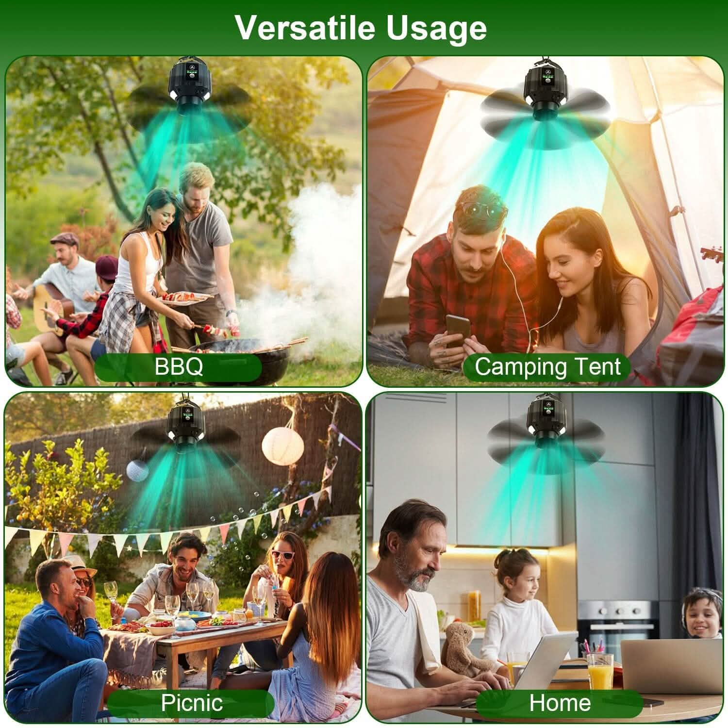 10400mAh USB Battery Powered Hanging Tent Lantern Fan Power Bank DailySale