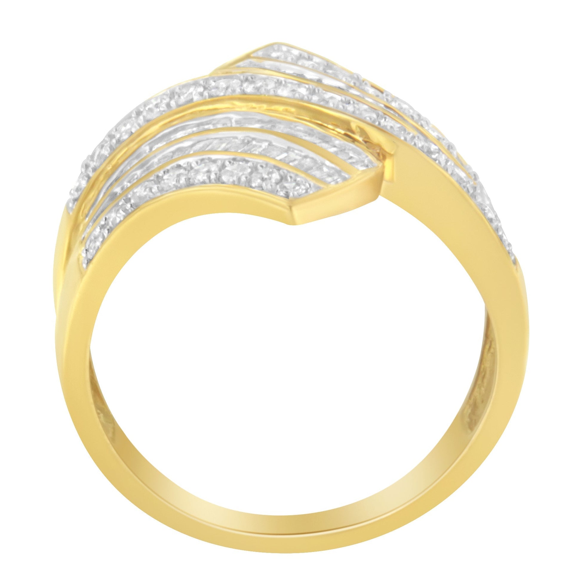 10K Yellow Gold Diamond Bypass Ring (1 1/7 Cttw, I-J Color, I1-I2 Clarity) - Size 5 Bids.com