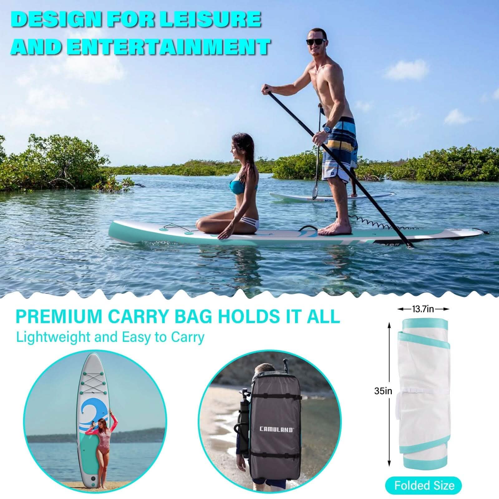 10’6” x 32”x 6” Paddle Boards for Adults with Premium SUP Accessories and Backpack DailySale