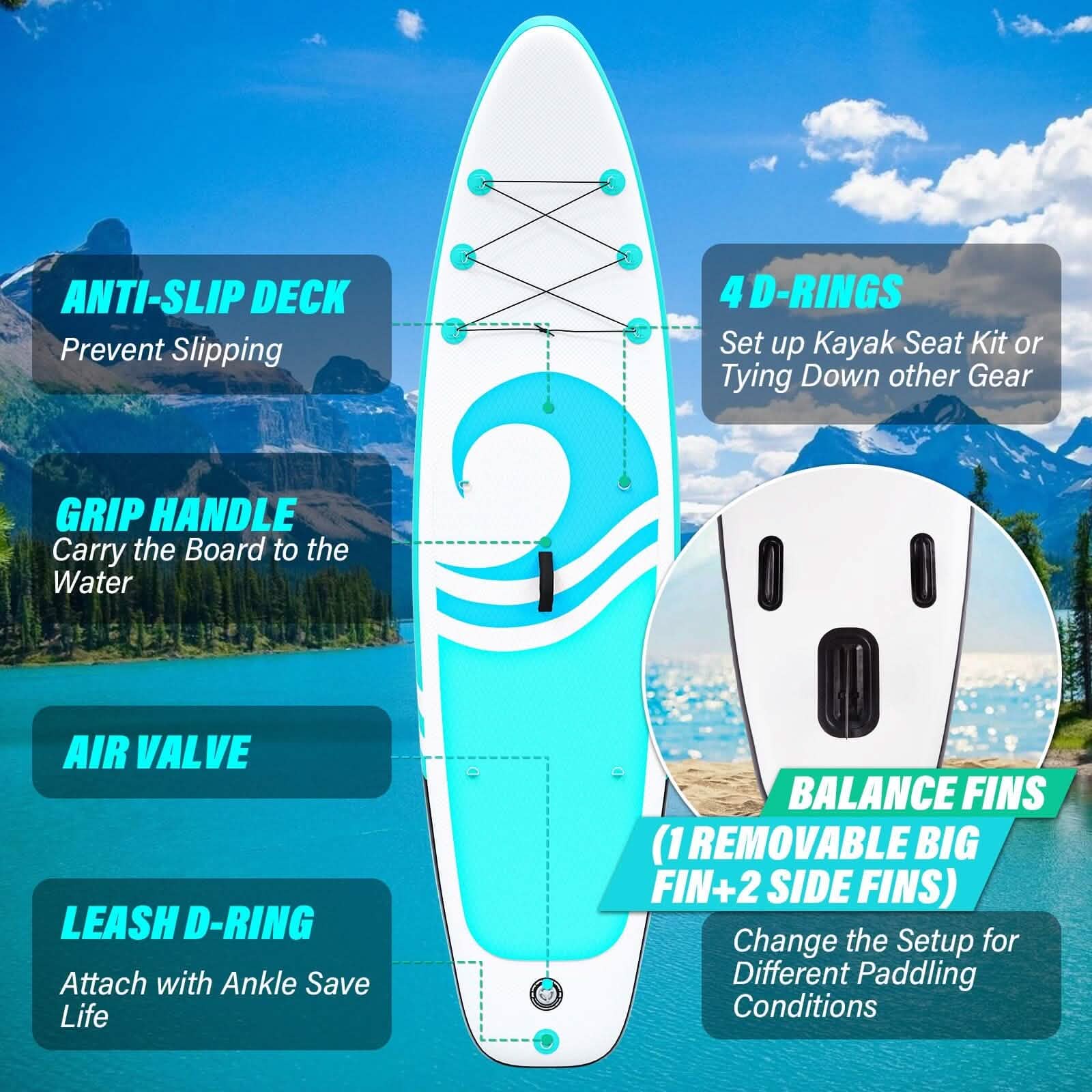 10’6” x 32”x 6” Paddle Boards for Adults with Premium SUP Accessories and Backpack DailySale