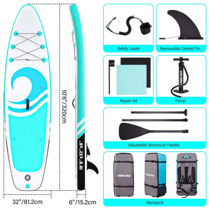 10’6” x 32”x 6” Paddle Boards for Adults with Premium SUP Accessories and Backpack DailySale