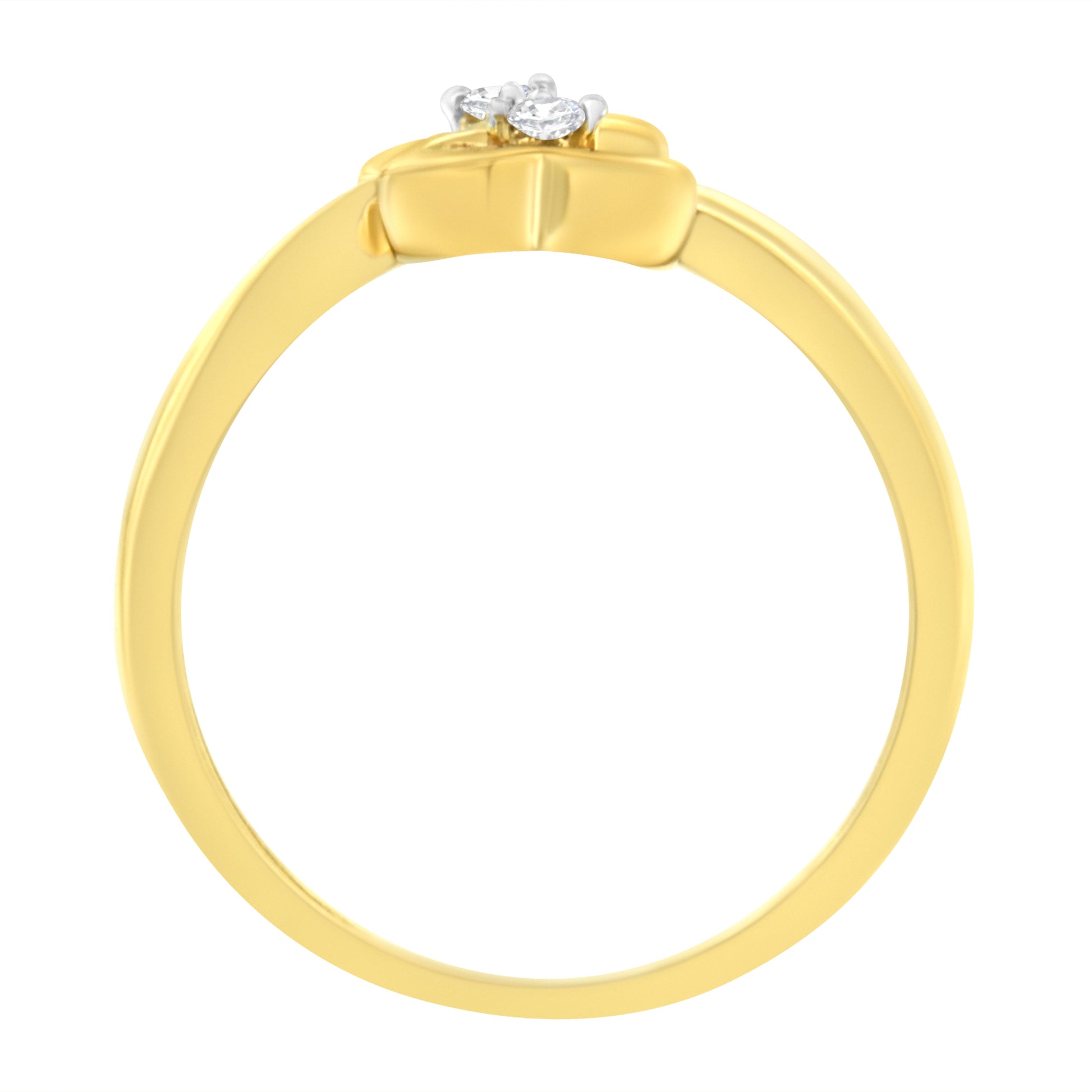 14KT Yellow Gold 1/20 ctw. Dual Heart Diamond Ring (K-L, I1-I2) - Size 7 Bids.com
