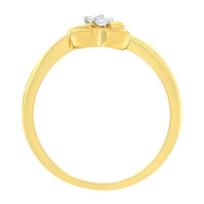 14KT Yellow Gold 1/20 ctw. Dual Heart Diamond Ring (K-L, I1-I2) - Size 7 Bids.com