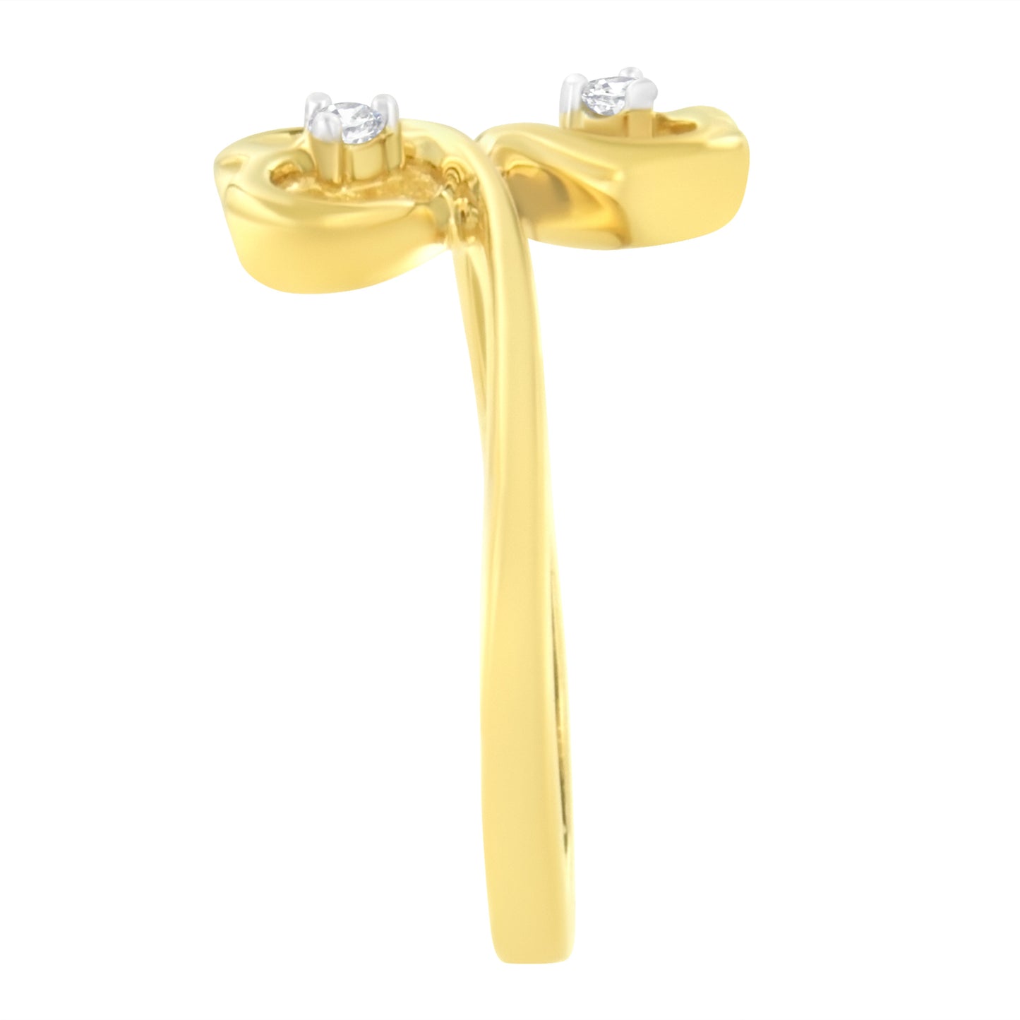 14KT Yellow Gold 1/20 ctw. Dual Heart Diamond Ring (K-L, I1-I2) - Size 7 Bids.com
