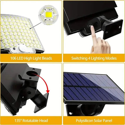 106LED Super Bright Motion Sensor Solar Power LED Garden Wall Light DailySale