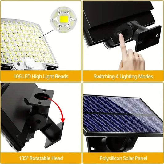 106LED Super Bright Motion Sensor Solar Power LED Garden Wall Light DailySale
