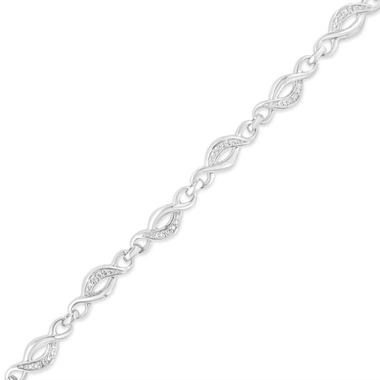 .925 Sterling Silver Prong Set Diamond Accent Curved Spiral Link Bracelet (I-J Color, I3 Clarity) - 7.25" Bids.com