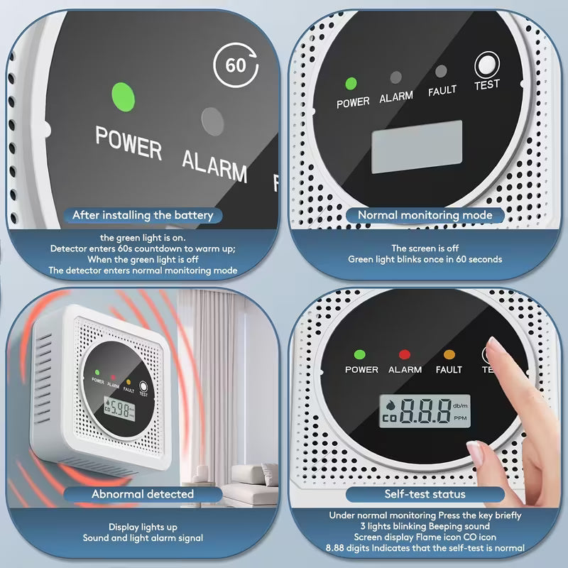 Dual Sensor Smoke & Carbon Monoxide Detector Alarm with LCD Display DailySale