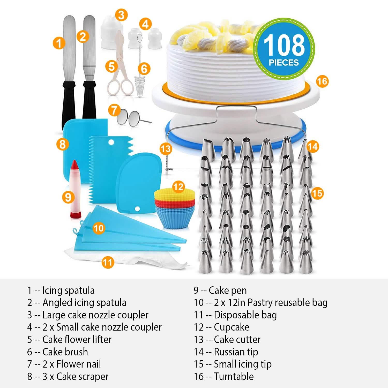 108-Piece: Cake Decorating Supplies Kit DailySale