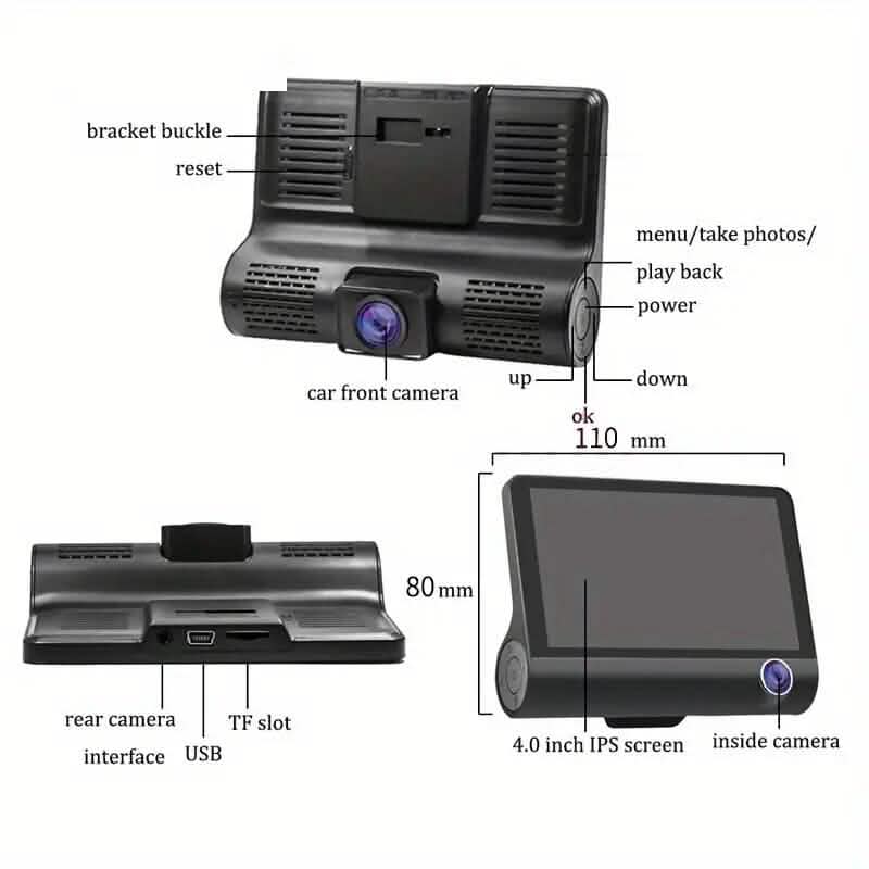 1080P 3-Camera Recorder Dash Cam with Night Vision DailySale