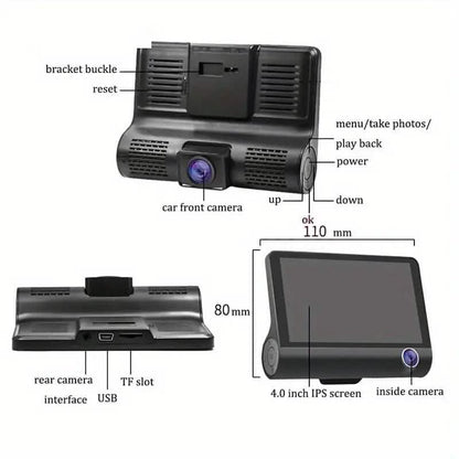 1080P 3-Camera Recorder Dash Cam with Night Vision DailySale
