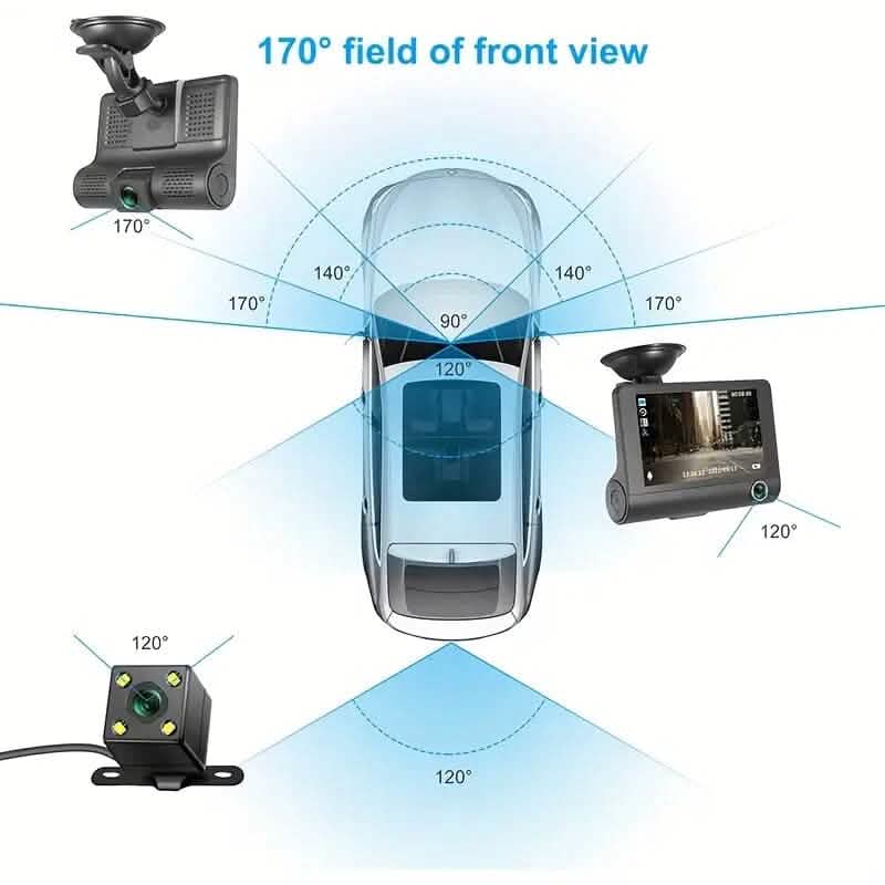 1080P 3-Camera Recorder Dash Cam with Night Vision DailySale