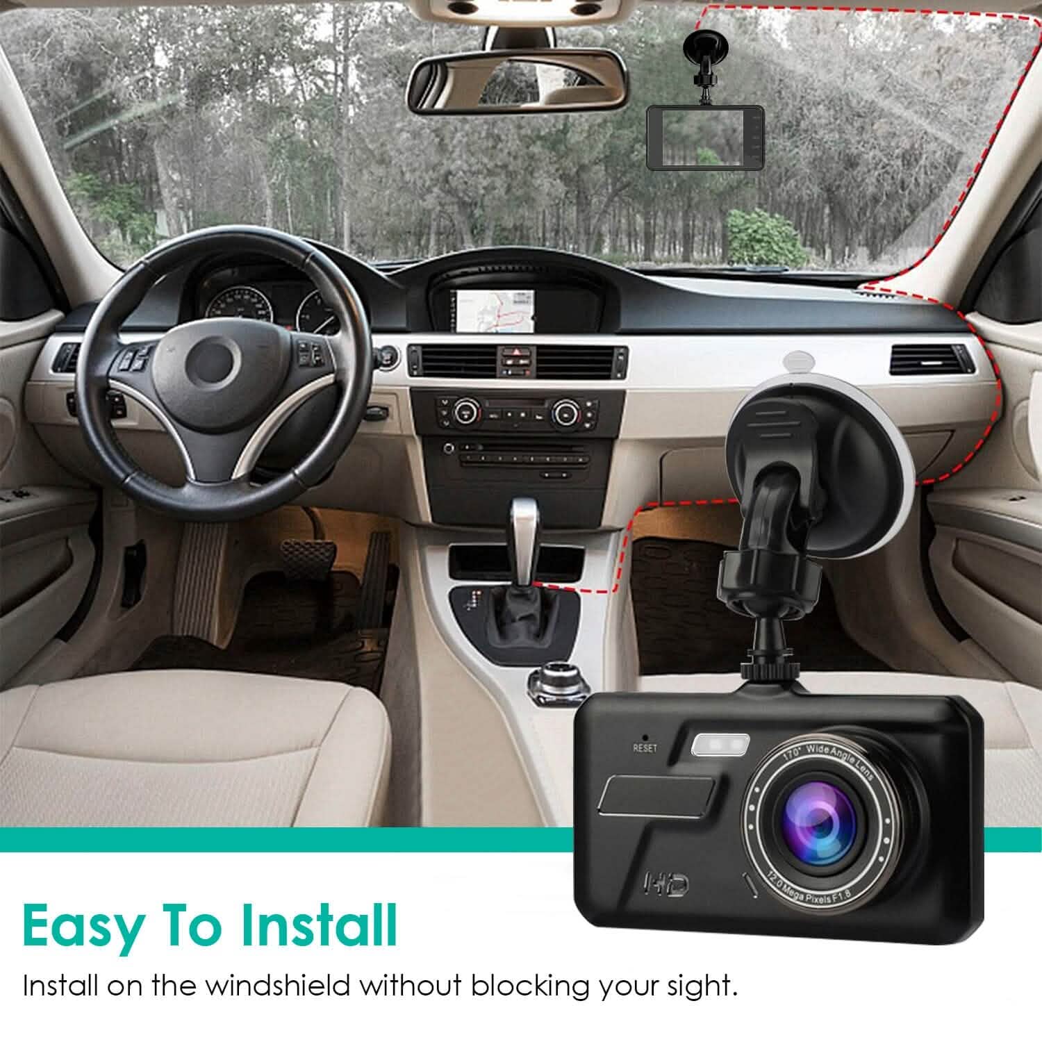 1080P 4-Inch Touch Screen Dual Dash Cam DailySale