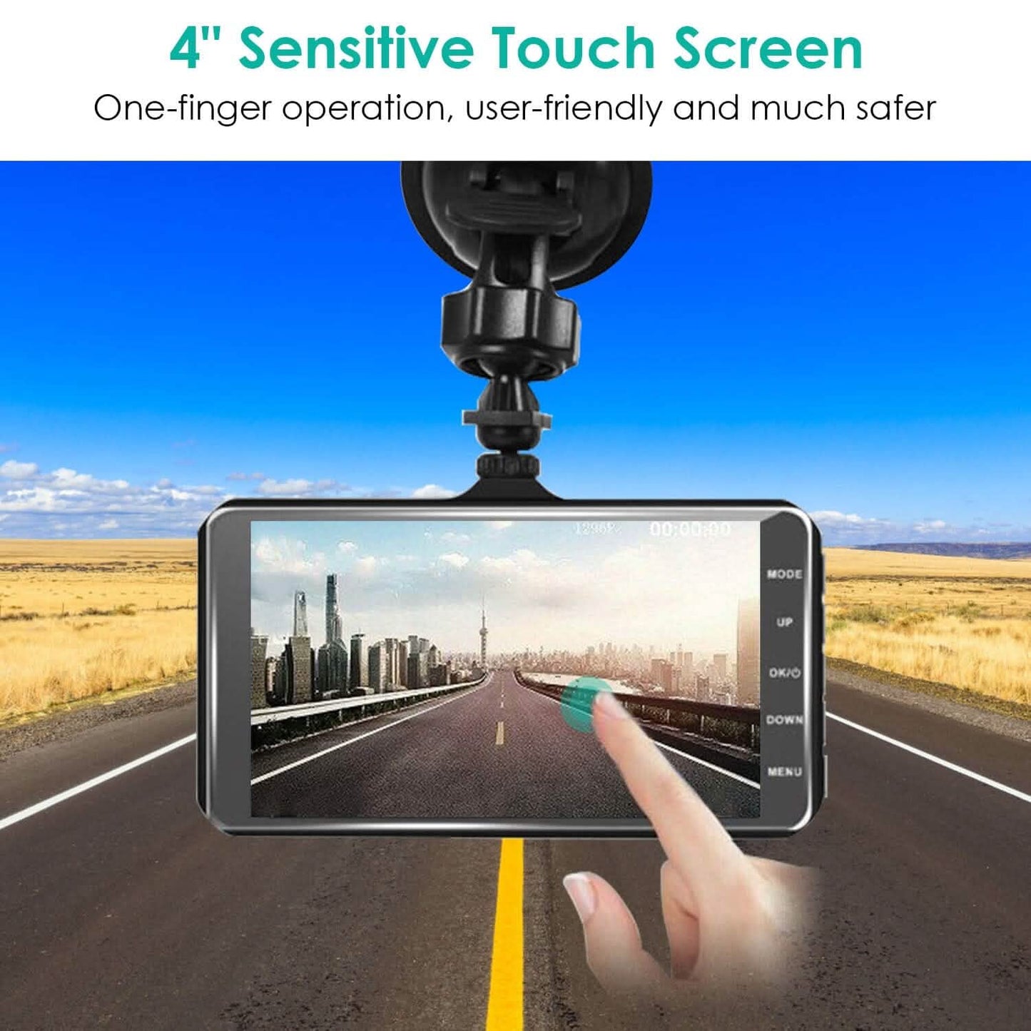 1080P 4-Inch Touch Screen Dual Dash Cam DailySale