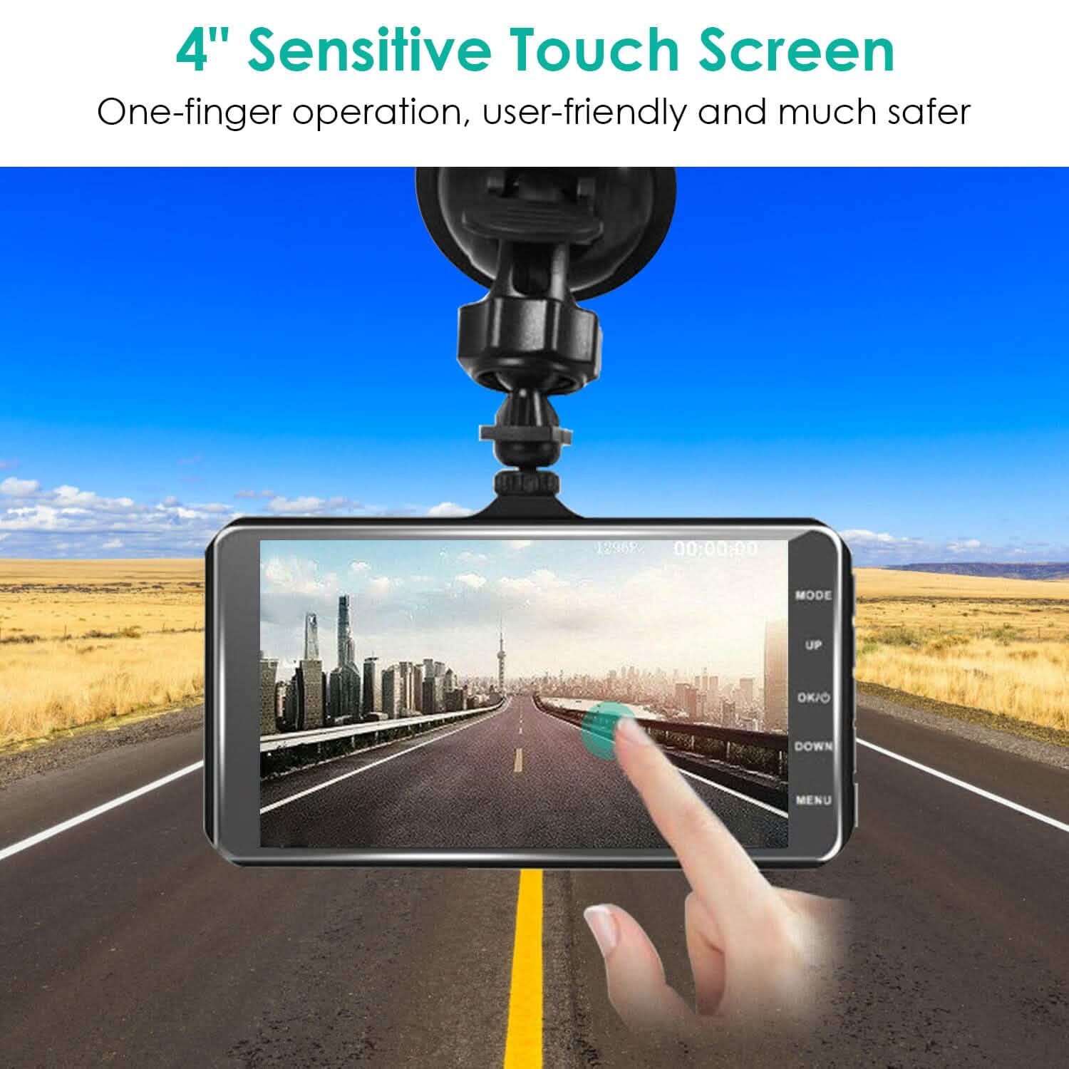 1080P 4-Inch Touch Screen Dual Dash Cam DailySale
