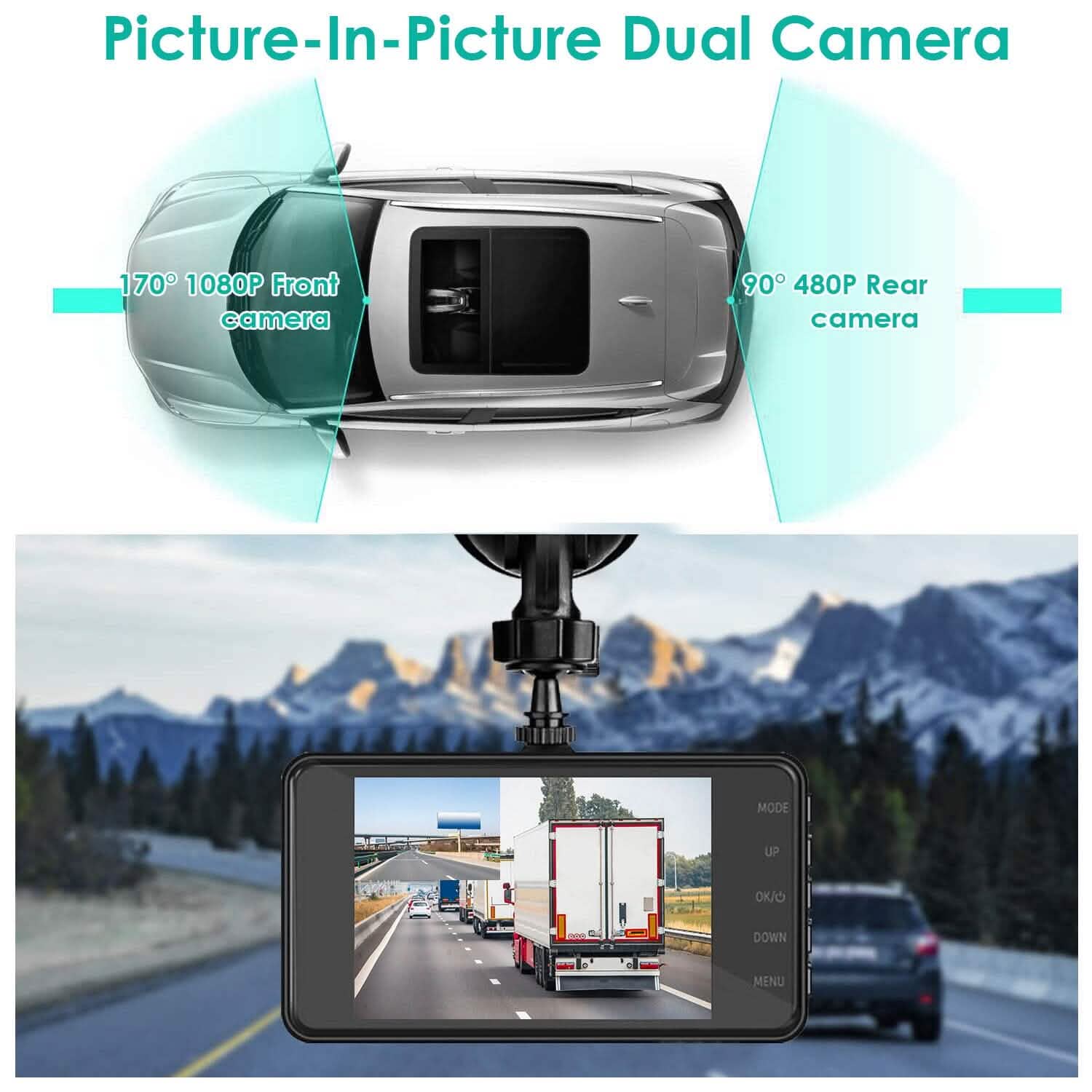 1080P 4-Inch Touch Screen Dual Dash Cam DailySale