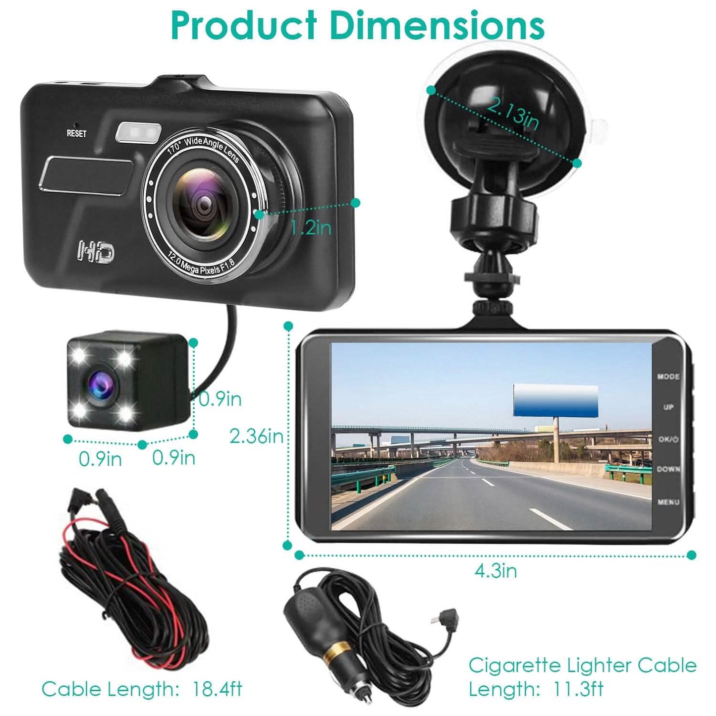 1080P 4-Inch Touch Screen Dual Dash Cam DailySale