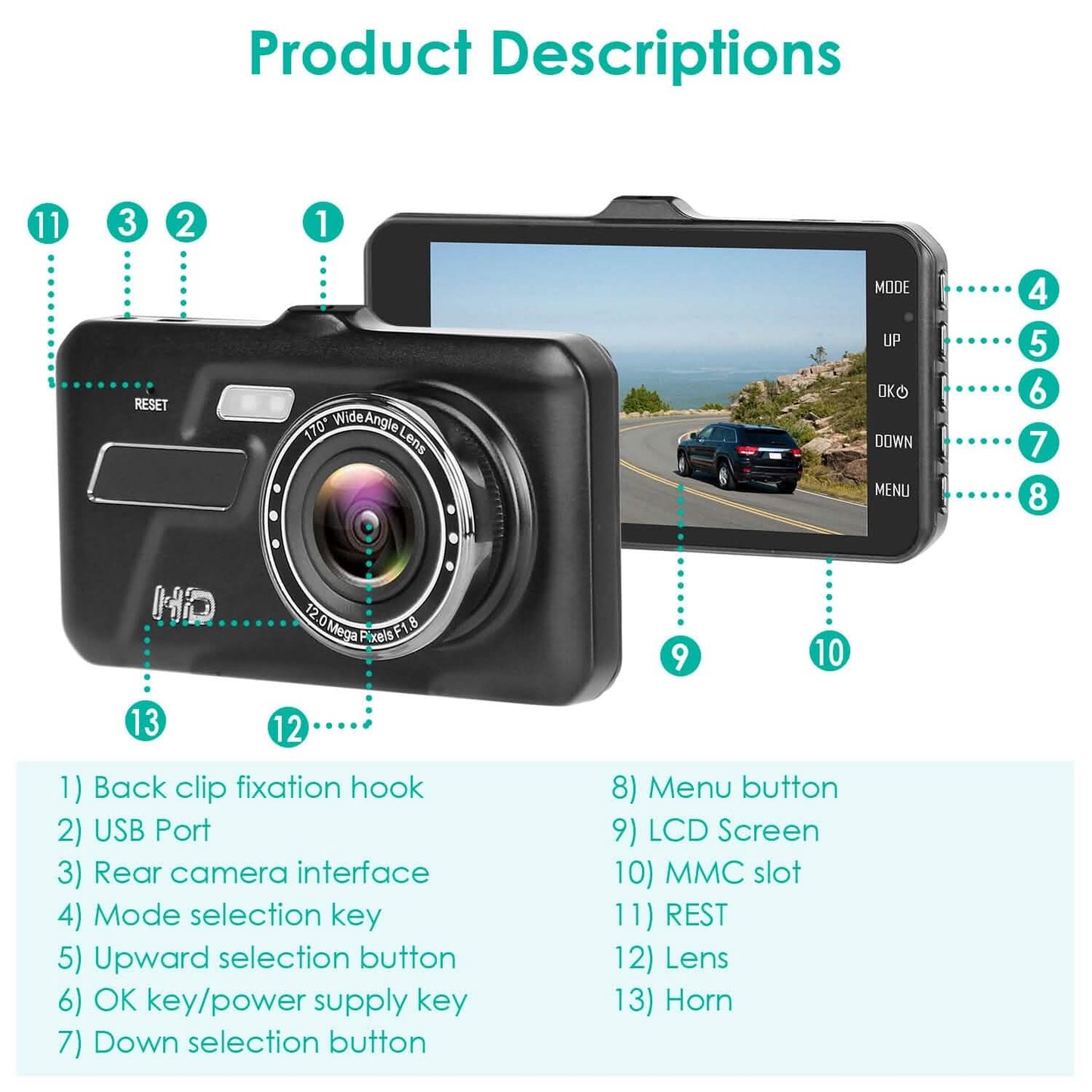 1080P 4-Inch Touch Screen Dual Dash Cam DailySale