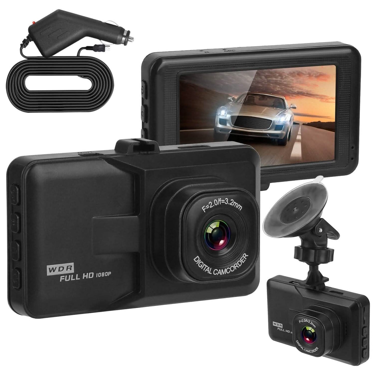 1080P Car DVR 3" Camera Dash Cam with 100° Angle Loop Recording Motion Detection DailySale
