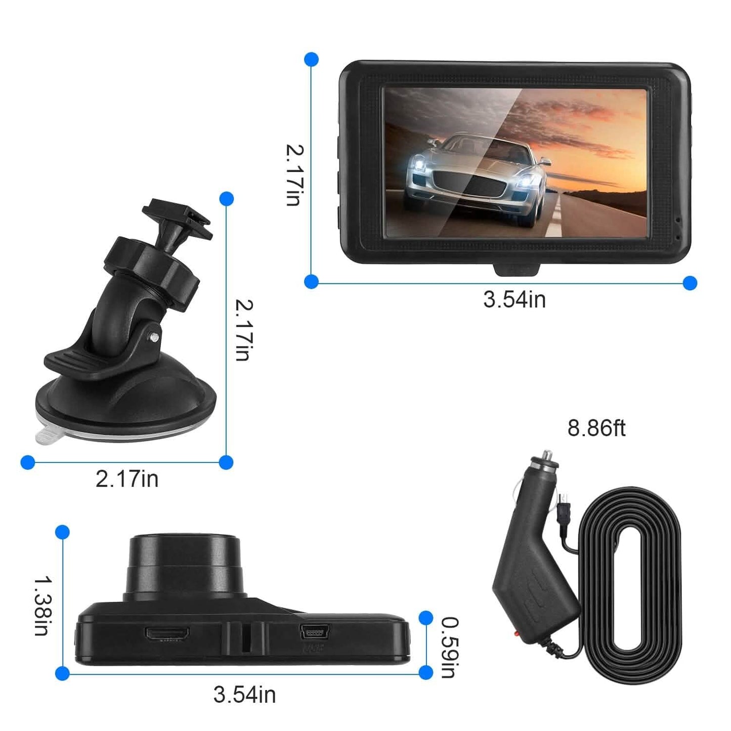 1080P Car DVR 3" Camera Dash Cam with 100° Angle Loop Recording Motion Detection DailySale