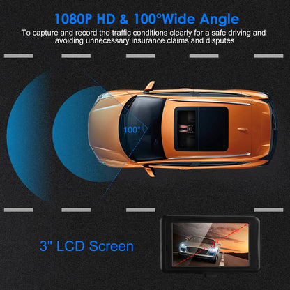 1080P Car DVR 3" Camera Dash Cam with 100° Angle Loop Recording Motion Detection DailySale