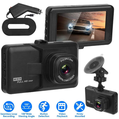 1080P Car DVR 3" Camera Dash Cam with 100° Angle Loop Recording Motion Detection DailySale
