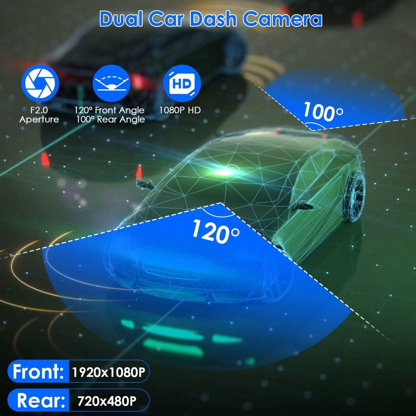 1080P Dual Dash Cam 3" Screen with Front and Rear Camera G-Sensor Motion Night Vision Loop Recording DailySale