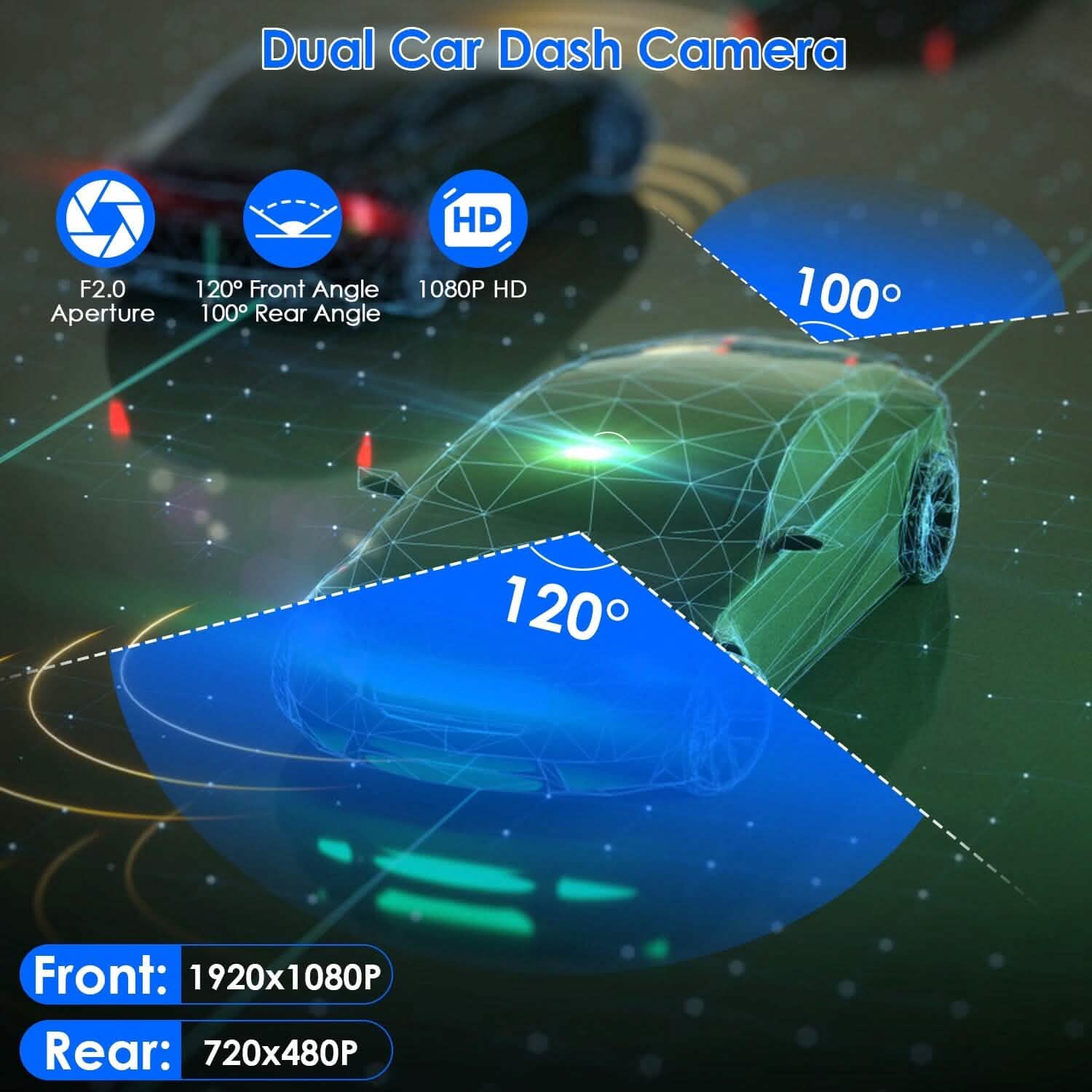 1080P Dual Dash Cam 3" Screen with Front and Rear Camera G-Sensor Motion Night Vision Loop Recording DailySale