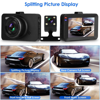 1080P Dual Dash Cam 3" Screen with Front and Rear Camera G-Sensor Motion Night Vision Loop Recording DailySale