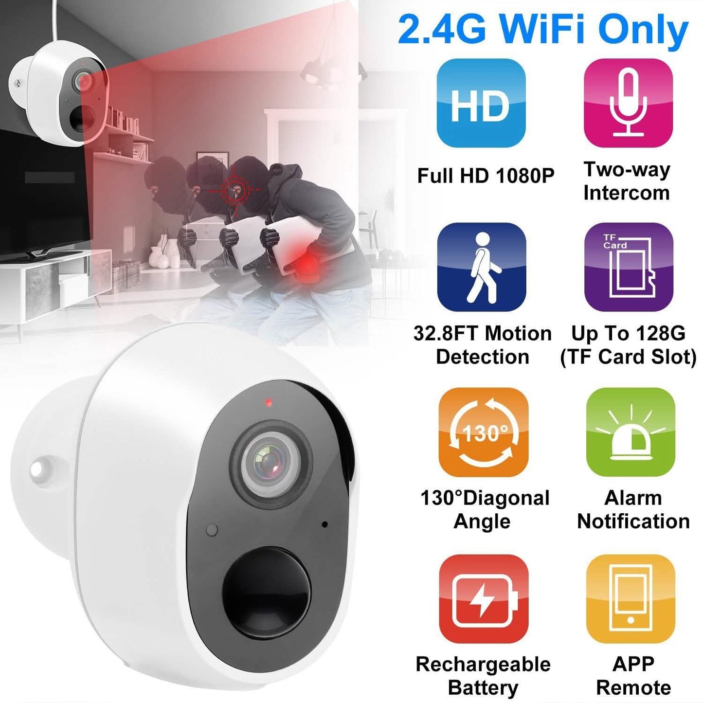1080P FHD WiFi IP Two-Way Audio Security Surveillance Camera DailySale
