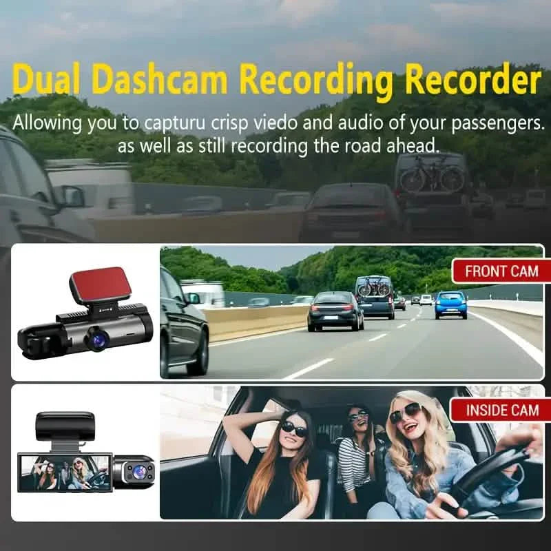 1080P High-Definition Dual Camera Dash Cam for Cars 3.16 Inch IPS Screen GPS and Lane Departure Warning DailySale