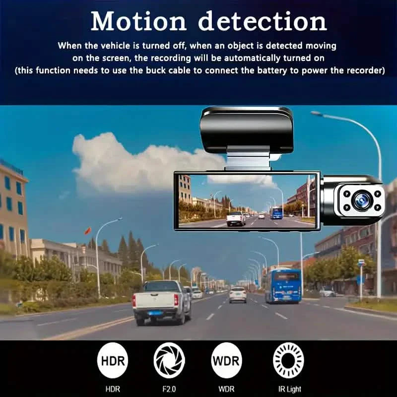 1080P High-Definition Dual Camera Dash Cam for Cars 3.16 Inch IPS Screen GPS and Lane Departure Warning DailySale