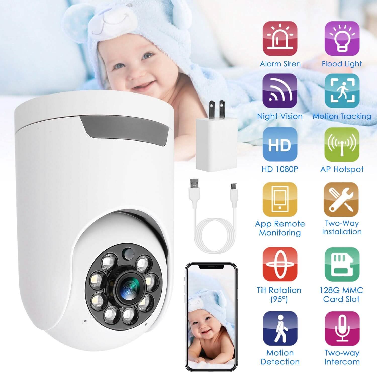 1080P Wifi IP Camera Pan Tilt Security Surveillance Camcorder DailySale