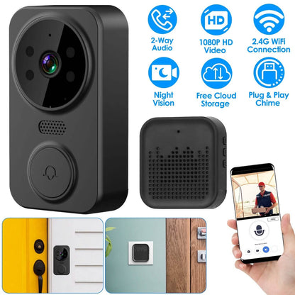 1080P WiFi Security Doorbell Camera 2-Way Audio Free Cloud Storage DailySale