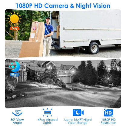 1080P WiFi Security Doorbell Camera 2-Way Audio Free Cloud Storage DailySale
