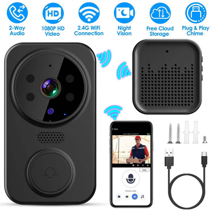 1080P WiFi Security Doorbell Camera 2-Way Audio Free Cloud Storage DailySale