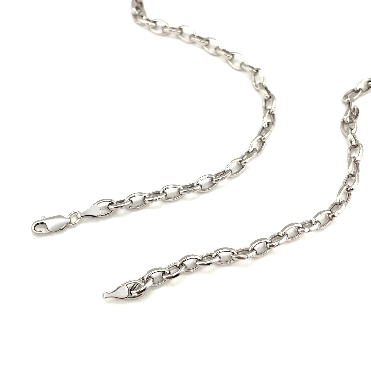 4.6mm 14k White Gold Oval Rolo Chain Bids.com