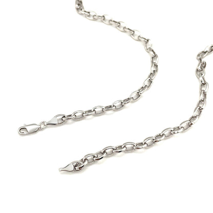 4.6mm 14k White Gold Oval Rolo Chain Bids.com