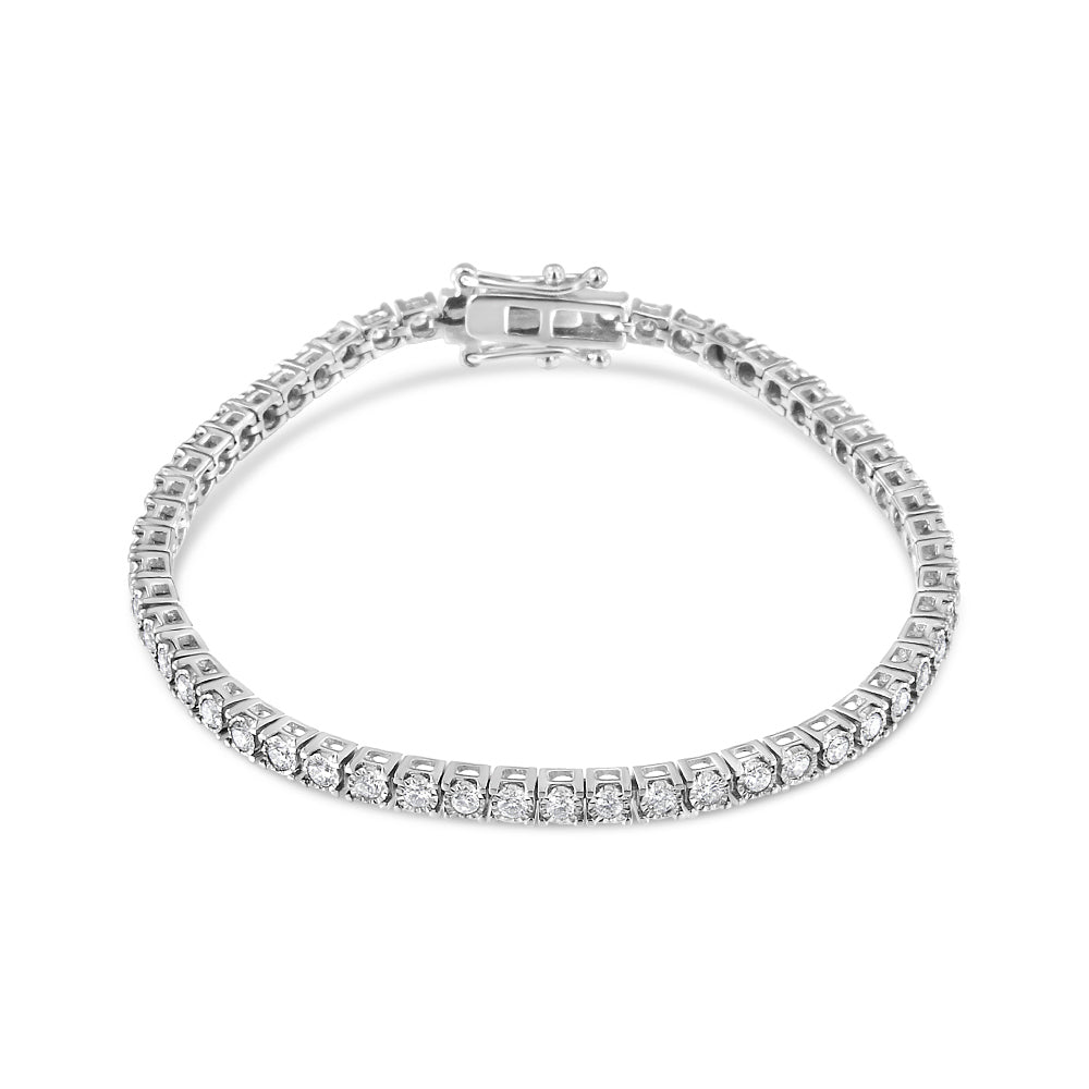 14K White Gold 2.0 Cttw Miracle Set Round-Cut Lab Grown Diamond Illusion 7" Tennis Bracelet (F-G Color, VS2-SI1 Clarity) Bids.com