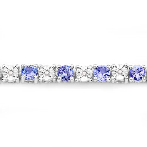 5.44 Carat Genuine Tanzanite and White Diamond .925 Sterling Silver Bracelet Bids.com