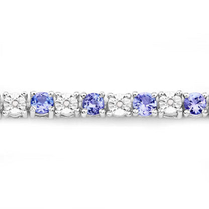 5.44 Carat Genuine Tanzanite and White Diamond .925 Sterling Silver Bracelet Bids.com