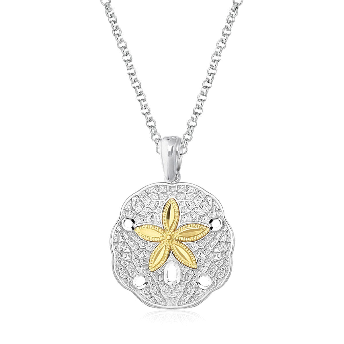 Designer Sterling Silver and 14k Yellow Gold Sand Dollar Pendant Bids.com