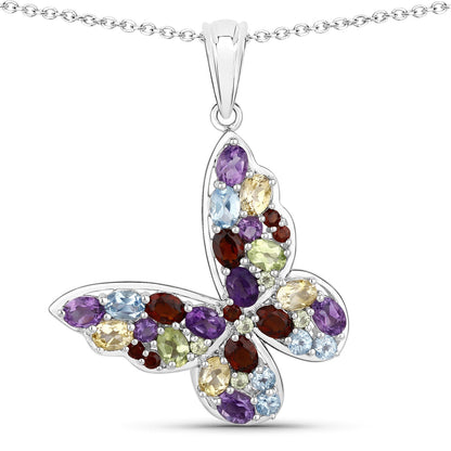 3.80 Carat Genuine Multi Stones .925 Sterling Silver Pendant Bids.com