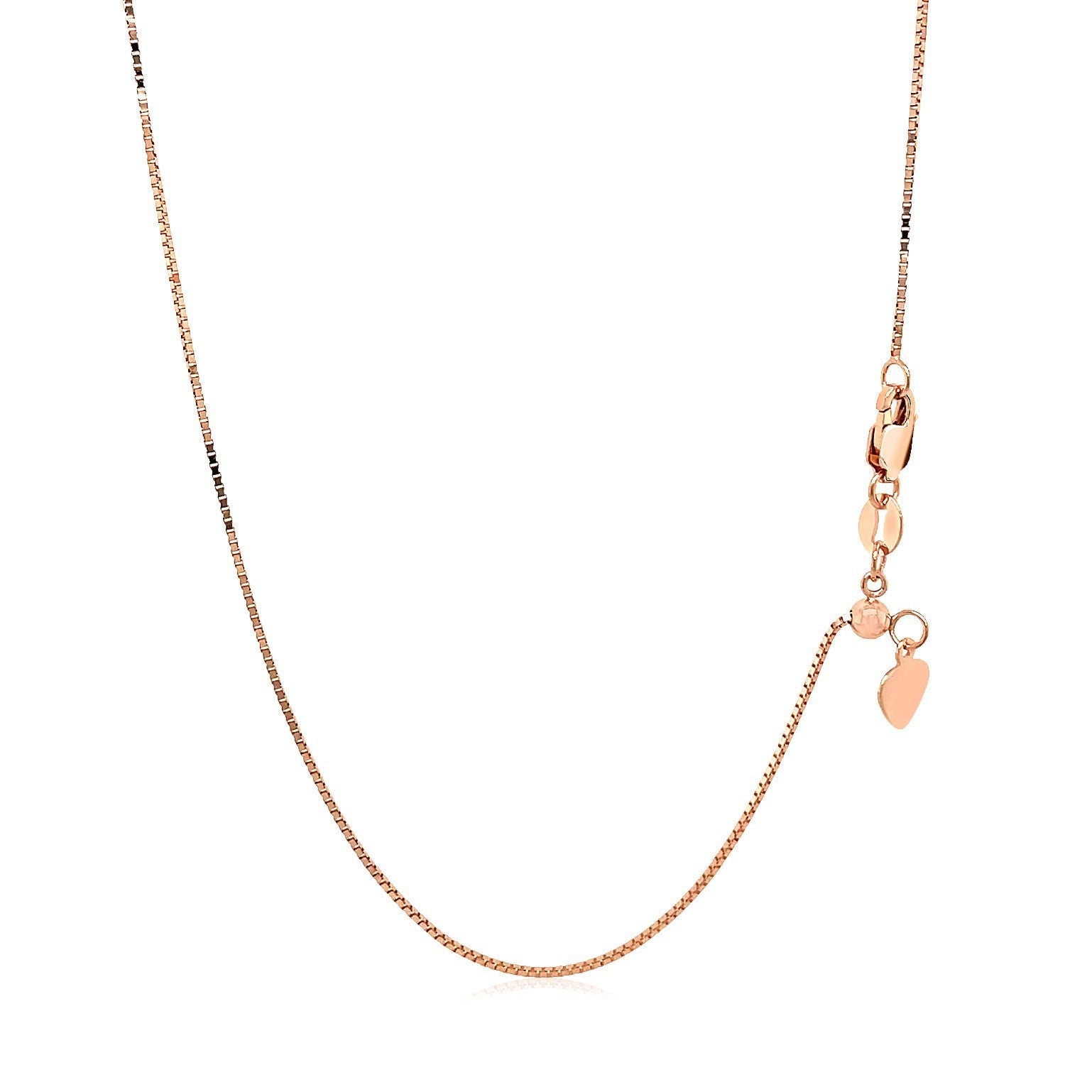 14k Rose Gold Adjustable Box Chain 0.7mm Bids.com