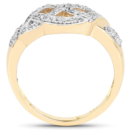 14K Yellow Gold Plated 0.21 Carat Genuine White Diamond .925 Sterling Silver Ring Bids.com