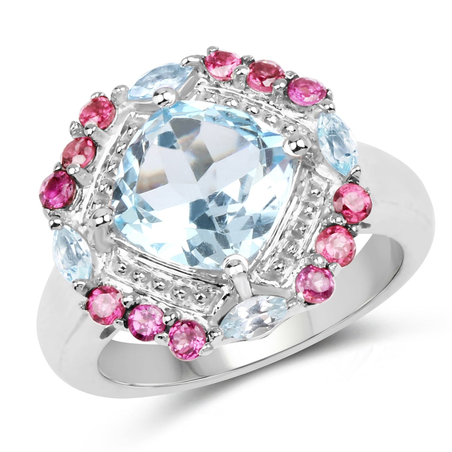4.73 Carat Genuine Blue Topaz and Rhodolite .925 Sterling Silver Ring Bids.com